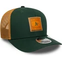 gron-och-brun-trucker-keps-9seventy-stretch-snap-debossed-logo-fran-oakland-athletics-mlb-av-new-era
