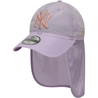 New York Yankees MLB New Era 9FORTY Sun Shield lila böjd snapbackkeps för barn