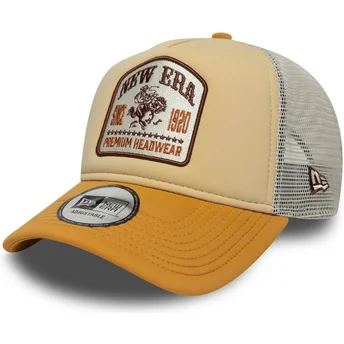 New Era beige truckerkeps A Frame Graphic Patch