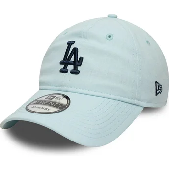 Blå justerbar böjd keps med marinblå logotyp 9TWENTY Linen Los Angeles Dodgers MLB från New Era