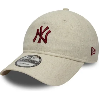 Beige justerbar böjd keps 9TWENTY Linen New York Yankees MLB från New Era