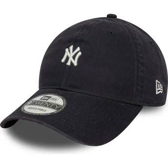 New Era New York Yankees MLB 9TWENTY Mini Logo Washed justerbar marinblå böjd keps