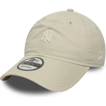 New Era New York Yankees MLB 9TWENTY Mini Logo Washed justerbar beige böjd keps
