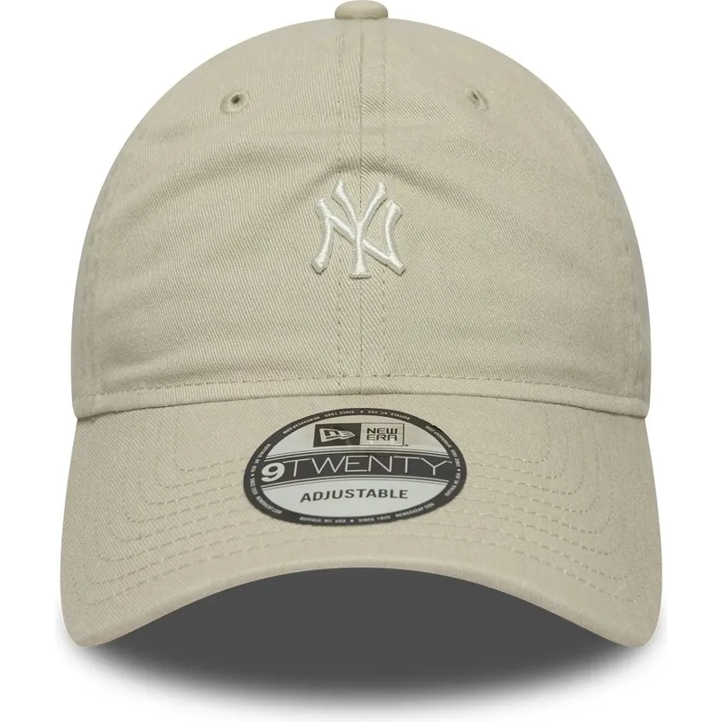 beige-justerbar-bojd-keps-9twenty-mini-logo-washed-new-york-yankees-mlb-fran-new-era