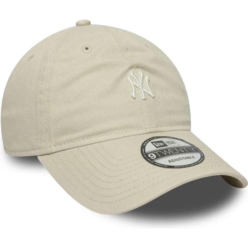 beige-justerbar-bojd-keps-9twenty-mini-logo-washed-new-york-yankees-mlb-fran-new-era