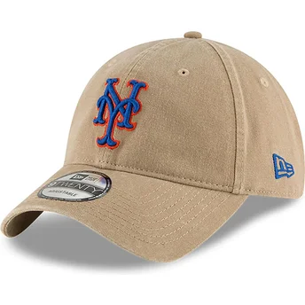 Beige justerbar böjd keps 9TWENTY Core Classic New York Mets MLB från New Era