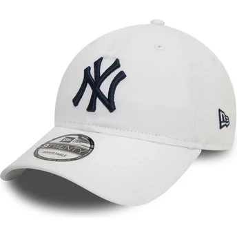 New Era New York Yankees MLB 9TWENTY Core Classic vit justerbar böjd keps med blå logga