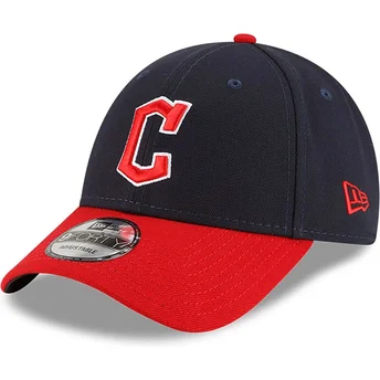 Justerbar 9FORTY The League Cleveland Guardians MLB marinblå och röd böjd keps från New Era