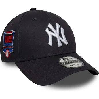 New Era New York Yankees MLB 9FORTY Side Patch justerbar marinblå böjd keps