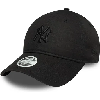 New Era New York Yankees MLB 9TWENTY Bow Back justerbar svart böjd keps för kvinnor med svart logotyp
