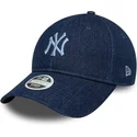 justerbar-morkbla-bojd-keps-for-kvinnor-9twenty-denim-new-york-yankees-mlb-fran-new-era