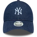 justerbar-morkbla-bojd-keps-for-kvinnor-9twenty-denim-new-york-yankees-mlb-fran-new-era