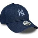 justerbar-morkbla-bojd-keps-for-kvinnor-9twenty-denim-new-york-yankees-mlb-fran-new-era