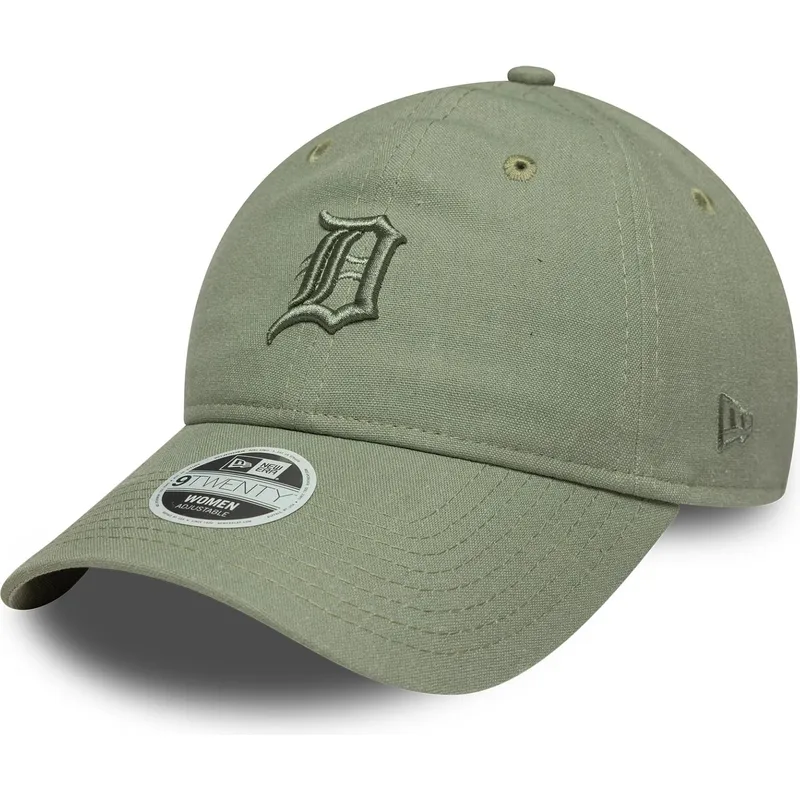 gron-bojd-justerbar-keps-for-dam-med-gront-9twenty-linen-logotyp-fran-detroit-tigers-mlb-av-new-era