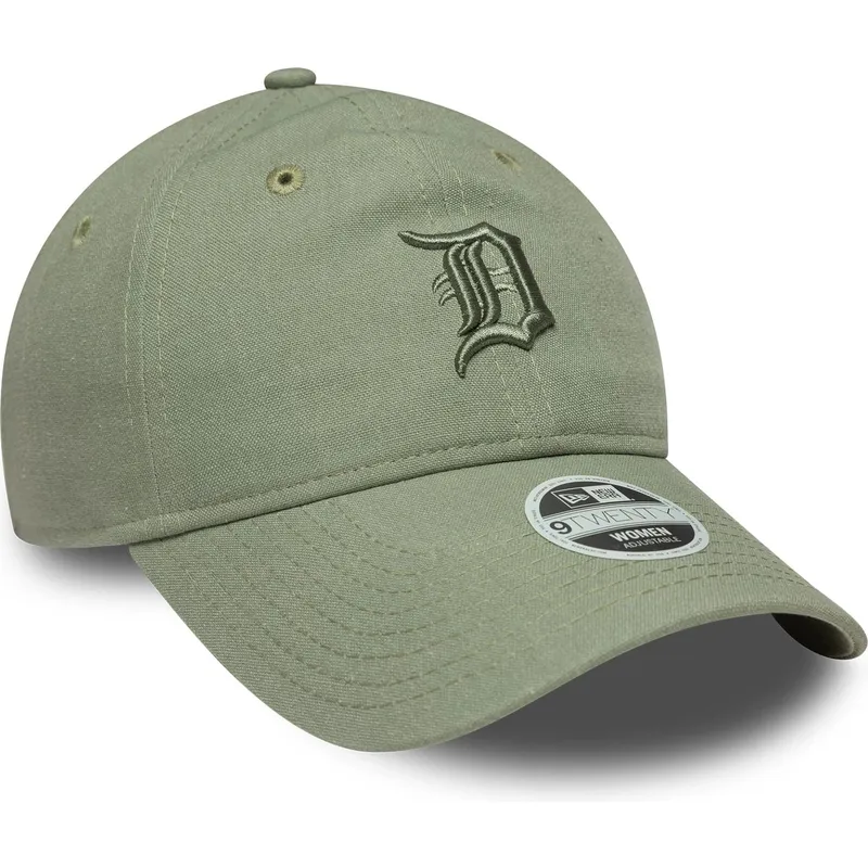 gron-bojd-justerbar-keps-for-dam-med-gront-9twenty-linen-logotyp-fran-detroit-tigers-mlb-av-new-era
