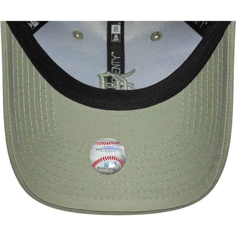 gron-bojd-justerbar-keps-for-dam-med-gront-9twenty-linen-logotyp-fran-detroit-tigers-mlb-av-new-era