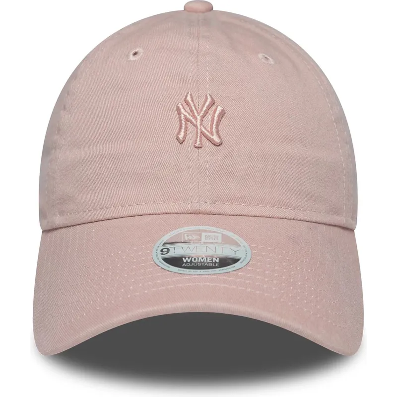 bojd-rosa-justerbar-keps-for-dam-med-rosa-logotyp-9twenty-mini-washed-fran-new-york-yankees-mlb-av-new-era