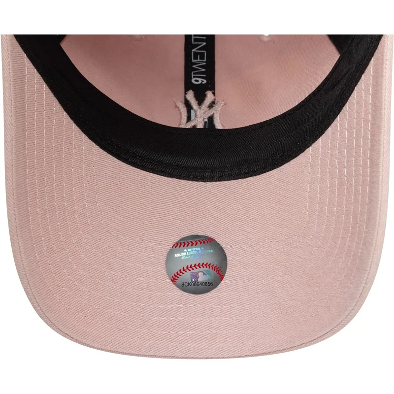 bojd-rosa-justerbar-keps-for-dam-med-rosa-logotyp-9twenty-mini-washed-fran-new-york-yankees-mlb-av-new-era