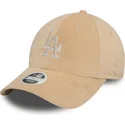 beige-justerbar-bojd-keps-for-kvinnor-9forty-velour-diamante-los-angeles-dodgers-mlb-fran-new-era