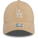 beige-justerbar-bojd-keps-for-kvinnor-9forty-velour-diamante-los-angeles-dodgers-mlb-fran-new-era