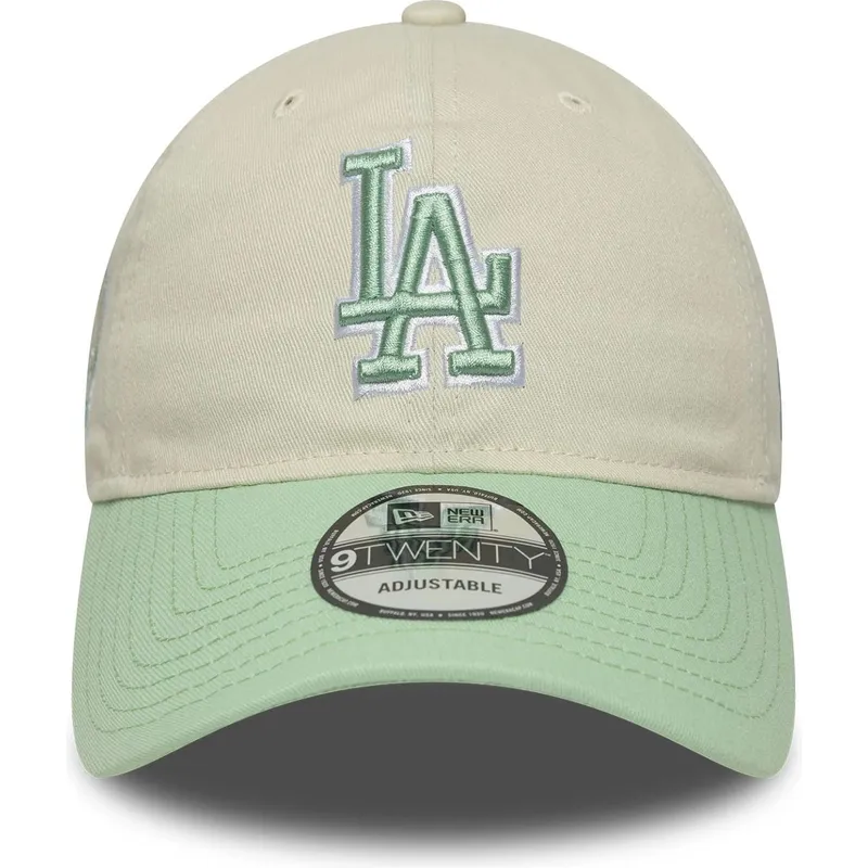 beige-och-gron-justerbar-kurvad-keps-for-dam-9twenty-world-series-cooperstown-fran-los-angeles-dodgers-mlb-av-new-era