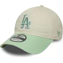 beige-och-gron-justerbar-kurvad-keps-for-kvinnor-9twenty-world-series-cooperstown-los-angeles-dodgers-mlb-fran-new-era