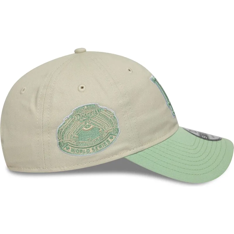 beige-och-gron-justerbar-kurvad-keps-for-dam-9twenty-world-series-cooperstown-fran-los-angeles-dodgers-mlb-av-new-era