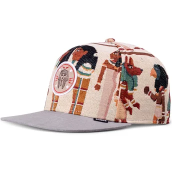 Beige och grå platt keps snapback Tutanch Linen från Djinns