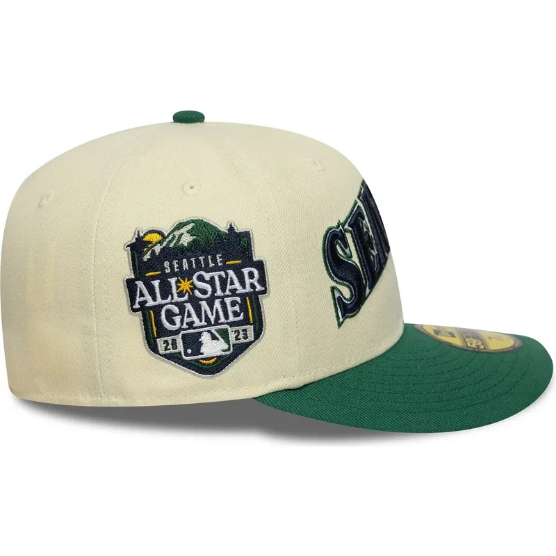 bojd-beige-och-gron-justerad-keps-59fifty-all-star-game-pin-seattle-mariners-mlb-fran-new-era