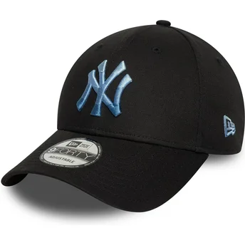 New Era New York Yankees MLB 9FORTY Ombre Infill svart justerbar böjd keps med blå logotyp