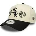 beige-och-svart-a-frame-paisley-snapback-keps-med-bojd-skarm-fran-chicago-white-sox-mlb-av-new-era