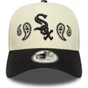 beige-och-svart-a-frame-paisley-snapback-keps-med-bojd-skarm-fran-chicago-white-sox-mlb-av-new-era