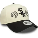 beige-och-svart-a-frame-paisley-snapback-keps-med-bojd-skarm-fran-chicago-white-sox-mlb-av-new-era