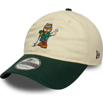 Justerbar beige och grön böjd keps 9TWENTY med Garfield från New Era