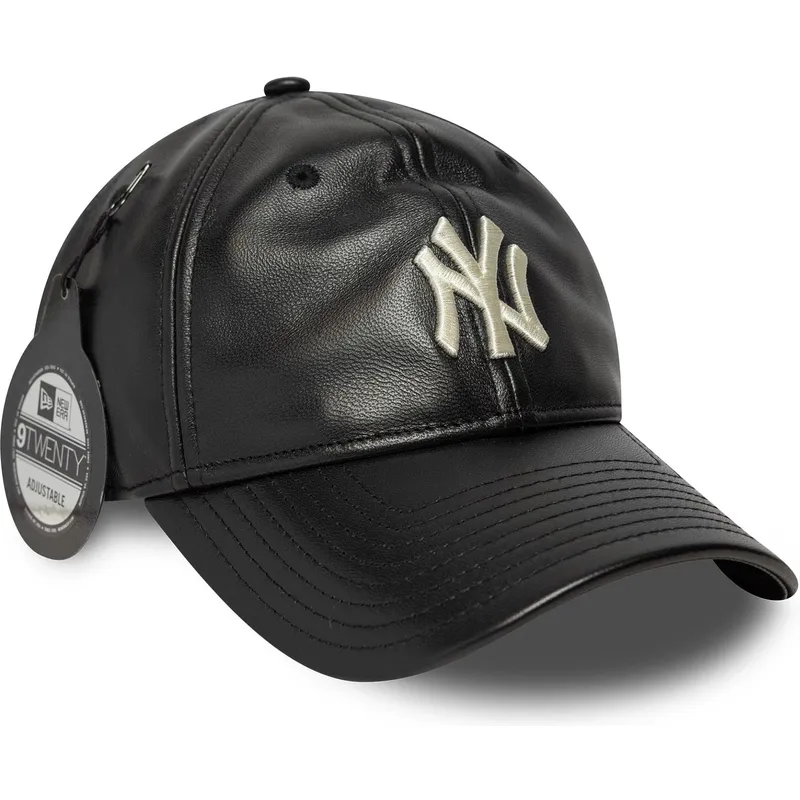 svart-bojd-justerbar-keps-9twenty-leather-fran-new-york-yankees-mlb-av-new-era