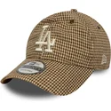 justerbar-brun-bojd-keps-9twenty-houndstooth-los-angeles-dodgers-mlb-fran-new-era