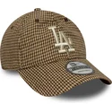 justerbar-brun-bojd-keps-9twenty-houndstooth-los-angeles-dodgers-mlb-fran-new-era