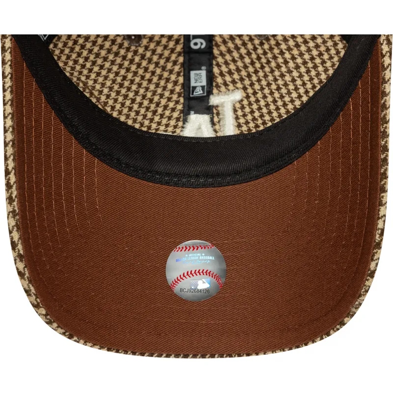 justerbar-brun-bojd-keps-9twenty-houndstooth-los-angeles-dodgers-mlb-fran-new-era