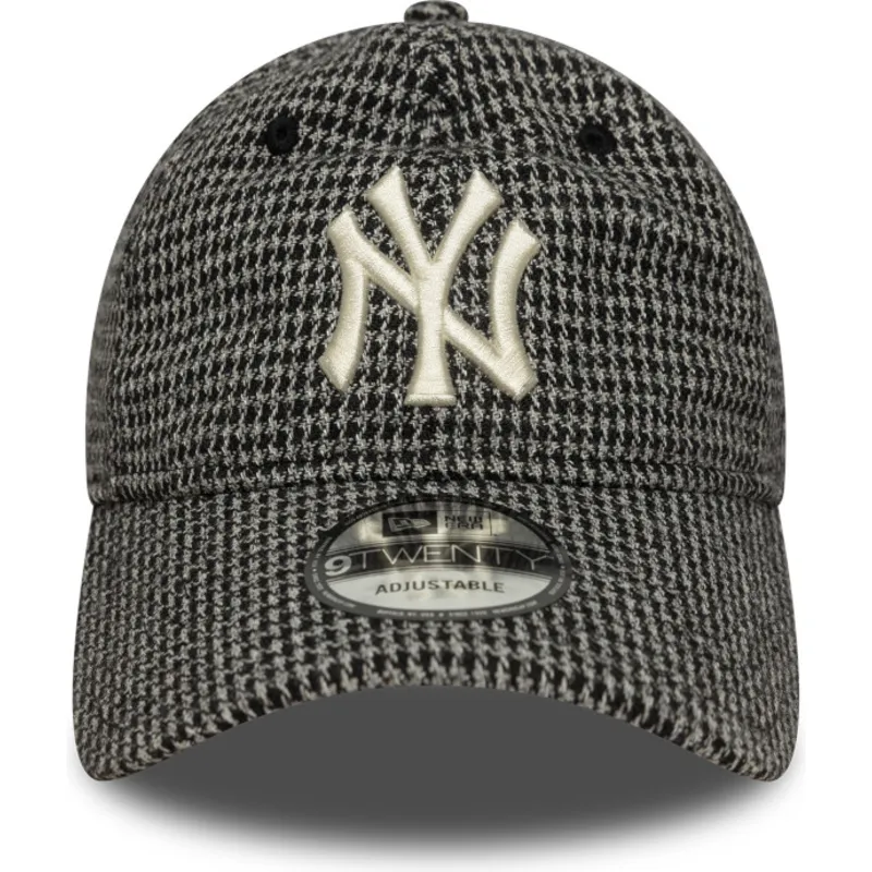 svart-bojd-justerbar-keps-9twenty-houndstooth-fran-new-york-yankees-mlb-av-new-era