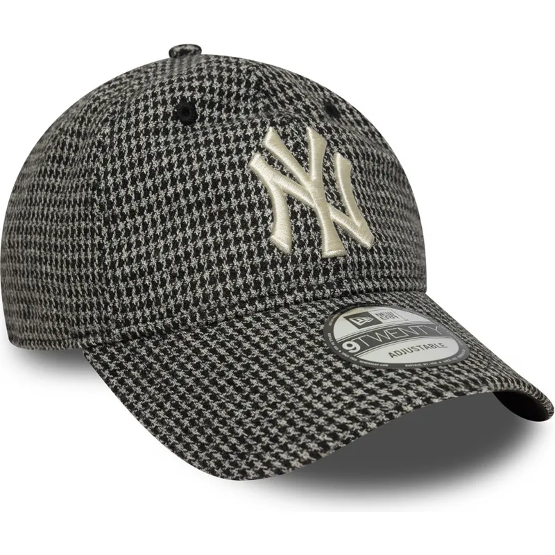 svart-bojd-justerbar-keps-9twenty-houndstooth-fran-new-york-yankees-mlb-av-new-era