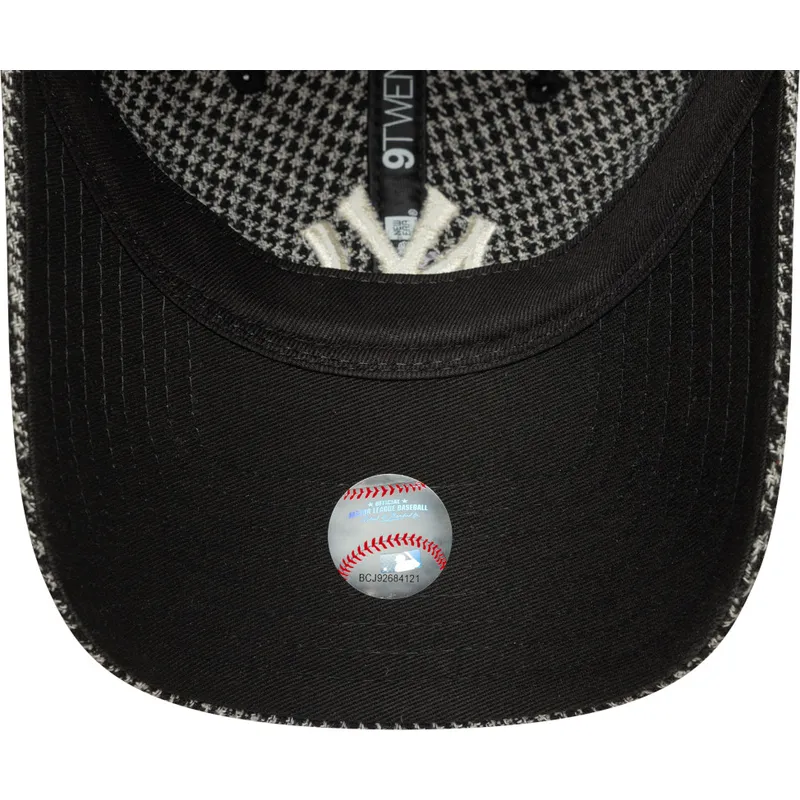 new-york-yankees-mlb-new-era-9twenty-justerbar-svart-kurvad-keps-houndstooth