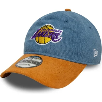 Los Angeles Lakers NBA New Era 9TWENTY Denim Midi justerbar blå och brun böjd keps