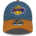bojd-bla-och-brun-justerbar-keps-9twenty-denim-midi-fran-los-angeles-lakers-nba-av-new-era