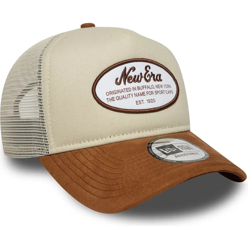 brun-trucker-keps-a-frame-suede-oval-patch-fran-new-era