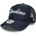 keps-trucker-marinbla-a-frame-script-new-york-yankees-mlb-fran-new-era