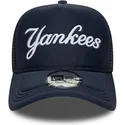 keps-trucker-marinbla-a-frame-script-new-york-yankees-mlb-fran-new-era