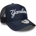 keps-trucker-marinbla-a-frame-script-new-york-yankees-mlb-fran-new-era