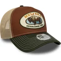 brun-och-gron-trucker-keps-a-frame-animal-patch-med-buffel-fran-new-era