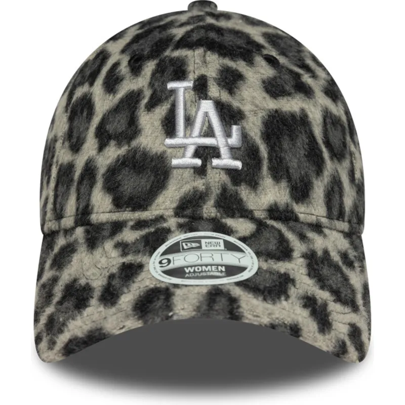 svart-justerbar-kurvad-keps-for-dam-9forty-cosy-animal-fran-los-angeles-dodgers-mlb-av-new-era