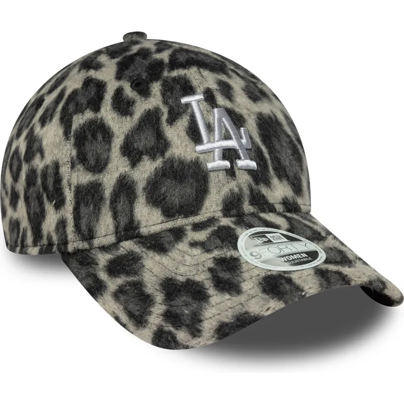 svart-justerbar-kurvad-keps-for-dam-9forty-cosy-animal-fran-los-angeles-dodgers-mlb-av-new-era